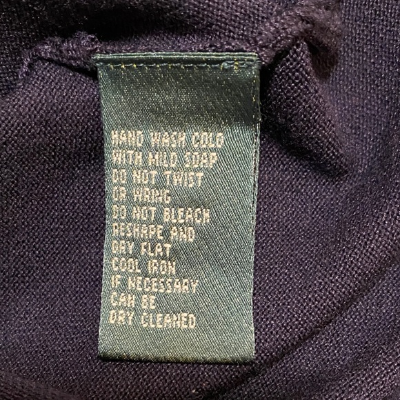 Vintage Lauren Ralph Lauren V-Neck Navy White Long Sleeve Women’s Sweater Silk S - Picture 8 of 8